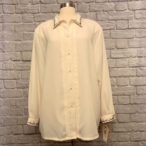 NWT Napa Studio Blouse w/Embroidery & Beads